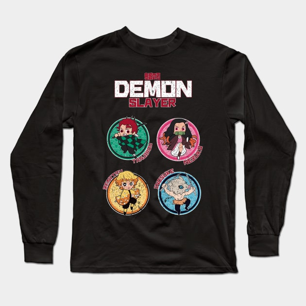 DEMON SLAYER (KIMETSU NO YAIBA): ALL CHARACTERS GRUNGE STYLE Long Sleeve T-Shirt by FunGangStore